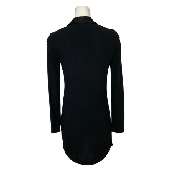 Reformation Clausen Tuxedo Dress 2 Black Mini Long Sleeve Button Front Party - Picture 2 of 11